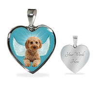 Cavapoo Dog Print Heart Pendant Luxury Necklace-Free Shipping - Deruj.com