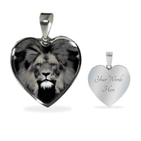 Lion Grey Art Print Heart Charm Necklaces-Free Shipping - Deruj.com