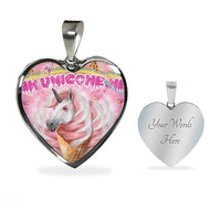 Creamy Unicorn Print Heart Pendant Luxury Necklace-Free Shipping - Deruj.com
