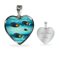 Achilles Tang Fish Print Heart Charm Necklace-Free Shipping - Deruj.com