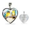 Blue And Yellow Macaw Parrot Art Print Heart Charm Necklaces-Free Shipping - Deruj.com