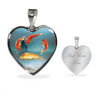 Goldfish Print Heart Charm Necklace-Free Shipping - Deruj.com