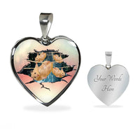 Golden Hamster Hanging Print Heart Charm Necklaces-Free Shipping - Deruj.com