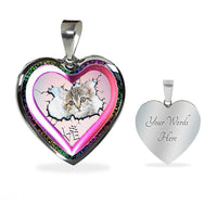 Cute Painted Cat Print Heart Charm Necklaces-Free Shipping - Deruj.com