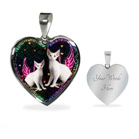 Devon Rex Cat Print Heart Charm Necklaces-Free Shipping - Deruj.com