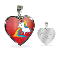 Unicorn Rainbow Print Heart Pendant Luxury Necklace-Free Shipping - Deruj.com