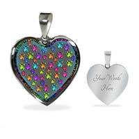 Colorful Paws Print Heart Charm Necklaces-Free Shipping - Deruj.com