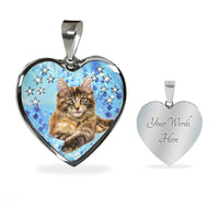 Cute Maine Coon Print Heart Pendant Luxury Necklace-Free Shipping - Deruj.com