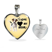 Jack Russell Terrier Print Heart Pendant Luxury Necklace-Free Shipping - Deruj.com