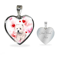 West Highland White Terrier Print Heart Pendant Luxury Necklace-Free Shipping - Deruj.com