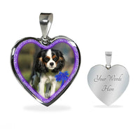 English Toy Spaniel Dog Print Heart Charm Necklaces-Free Shipping - Deruj.com