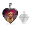 Wirehaired Vizsla Print Heart Pendant Luxury Necklace-Free Shipping - Deruj.com