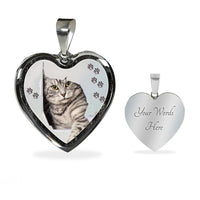 Charming Cat Art Print Heart Charm Necklaces-Free Shipping - Deruj.com