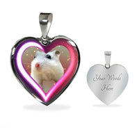 Campbell Dwarf Hamster Print Heart Charm Necklaces-Free Shipping - Deruj.com