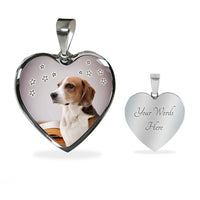English Foxhound Print Heart Pendant Luxury Necklace-Free Shipping - Deruj.com