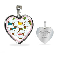 Dachshund Dog Art Print Heart Charm Necklaces-Free Shipping - Deruj.com