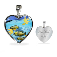 Afra Cichlid Print Heart Charm Necklace-Free Shipping - Deruj.com