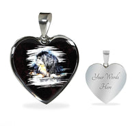 Tibetan Mastiff Dog Art Print Heart Charm Necklaces-Free Shipping - Deruj.com