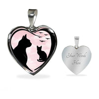 Cat Vector Art Print Heart Charm Necklaces-Free Shipping - Deruj.com