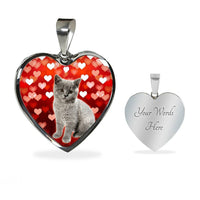 British Shorthair Print Heart Pendant Luxury Necklace-Free Shipping - Deruj.com