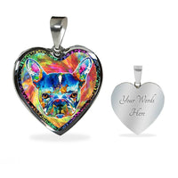 Colorful French Bulldog Print Heart Charm Necklaces-Free Shipping - Deruj.com