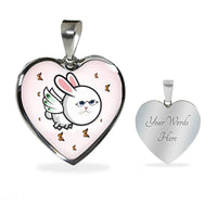 Flying Cat Print Heart Pendant Luxury Necklace-Free Shipping - Deruj.com