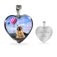 Spanish Mastiff Dog Print Heart Pendant Luxury Necklace-Free Shipping - Deruj.com