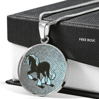 Clydesdale Horse Print Circle Pendant Luxury Necklace-Free Shipping - Deruj.com