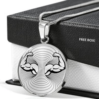 Biceps Bodybuilder Lovers Print Circle Pendant Luxury Necklace-Free Shipping - Deruj.com