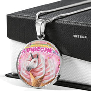 Creamy Unicorn Print Circle Pendant Luxury Necklace-Free Shipping - Deruj.com