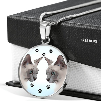 Tonkinese Cat Print Circle Pendant Luxury Necklace-Free Shipping - Deruj.com