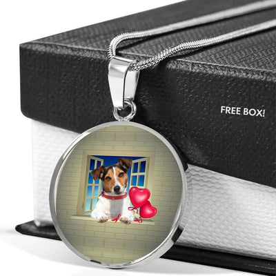 Cute Jack Russell Terrier On Window Print Circle Pendant Luxury Necklace-Free Shipping - Deruj.com