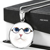 Cute Cat With Glasses Print Circle Pendant Luxury Necklace-Free Shipping - Deruj.com