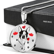 Cute Boston Terrier Print Circle Pendant Luxury Necklace-Free Shipping - Deruj.com