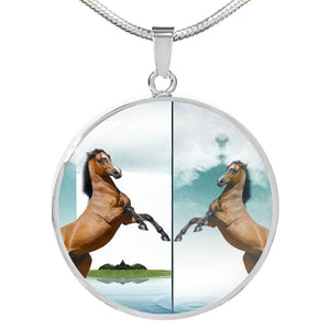 Lusitano Horse Print Circle Pendant Luxury Necklace-Free Shipping - Deruj.com
