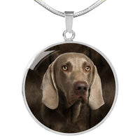 Weimaraner Dog Print Circle Pendant Luxury Necklace-Free Shipping - Deruj.com