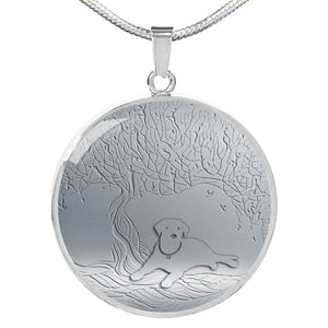Cute Dog Print Circle Pendant Luxury Necklace-Free Shipping - Deruj.com