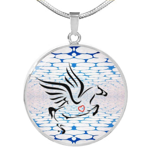 Amazing Percheron Horse Print Circle Pendant Luxury Necklace-Free Shipping - Deruj.com