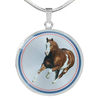 American Paint Horse Print Circle Pendant Luxury Necklace-Free Shipping - Deruj.com