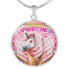 Creamy Unicorn Print Circle Pendant Luxury Necklace-Free Shipping - Deruj.com