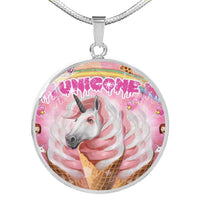 Creamy Unicorn Print Circle Pendant Luxury Necklace-Free Shipping - Deruj.com