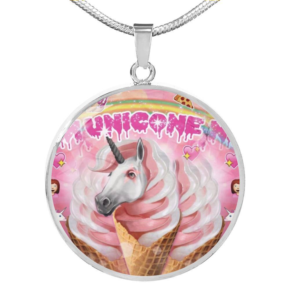 Creamy Unicorn Print Circle Pendant Luxury Necklace-Free Shipping - Deruj.com