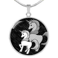 Cute Unicorn Print Circle Pendant Luxury Necklace-Free Shipping - Deruj.com