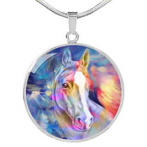 Friesian Horse Print Circle Pendant Luxury Necklace-Free Shipping - Deruj.com