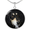 Black Saluki Dog Print Circle Pendant Luxury Necklace-Free Shipping - Deruj.com