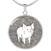 Cute Middle White Pig Print Circle Pendant Luxury Necklace-Free Shipping - Deruj.com