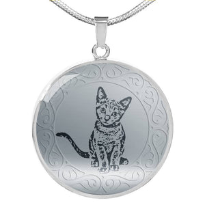 Russian Blue Cat Art Print Circle Pendant Luxury Necklace-Free Shipping - Deruj.com