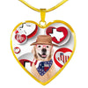 Golden Retriever Print Texas Heart Pendant Luxury Necklace-Free Shipping - Deruj.com