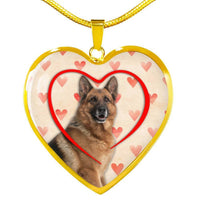 German Shepherd Print Heart Charm Necklace-Free Shipping - Deruj.com