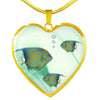 Angelfish Print Heart Charm Necklace-Free Shipping - Deruj.com